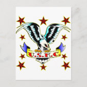 US.M.C. Old School Eagle Tattoo 2 Briefkaart (Voorkant)