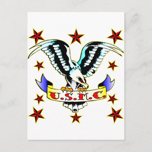 US.M.C. Old School Eagle Tattoo 2 Briefkaart (Voorkant)