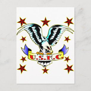 US.M.C. Old School Eagle Tattoo 2 Briefkaart