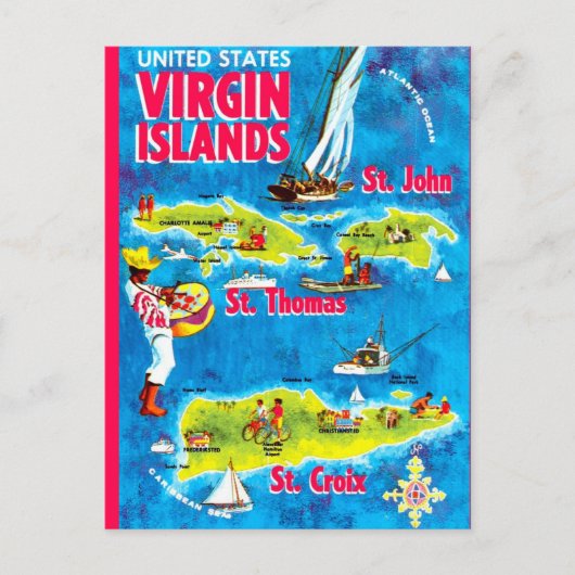 US Maagdeneilanden Ansichtkaart Briefkaart (Voorkant)