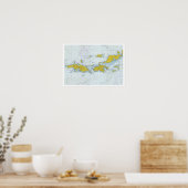 US Maagdeneilanden — kaart van de nautische kaart Poster (Keuken)