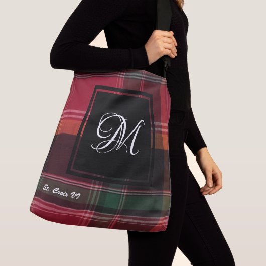 US Maagdeneilanden St. Croix Madras Monogram Custo Crossbody Tas (Dichtbij)