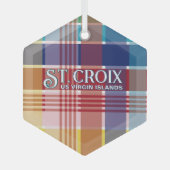 US Maagdeneilanden St. Croix USVI Madras Kerstmis Glas Ornament (Voorkant)