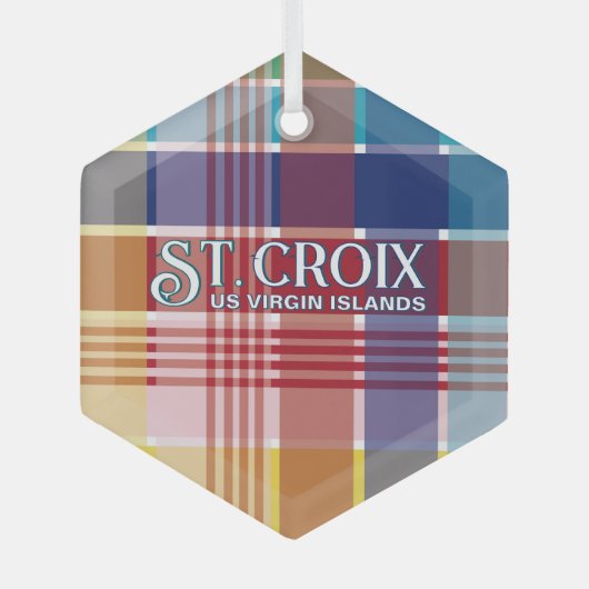US Maagdeneilanden St. Croix USVI Madras Kerstmis Glas Ornament (Voorkant)