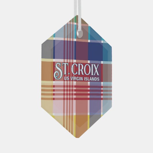 US Maagdeneilanden St. Croix USVI Madras Kerstmis Glas Ornament (Voorkant Rechts)