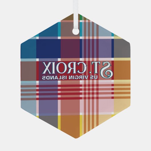 US Maagdeneilanden St. Croix USVI Madras Kerstmis Glas Ornament (Achterkant)