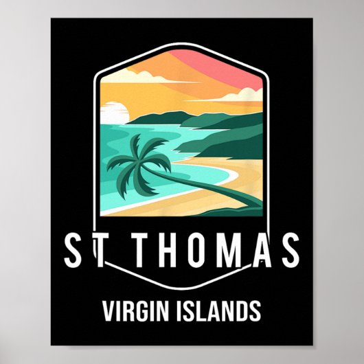 US Maagdeneilanden Strand Zonsondergang Palmboom S Poster (Voorkant)