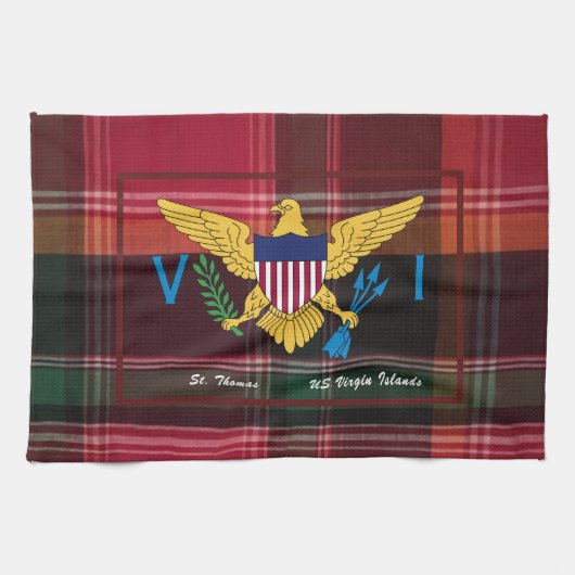 US Maagdeneilanden Vlag St. Thomas USVI Madras Theedoek (Horizontaal)