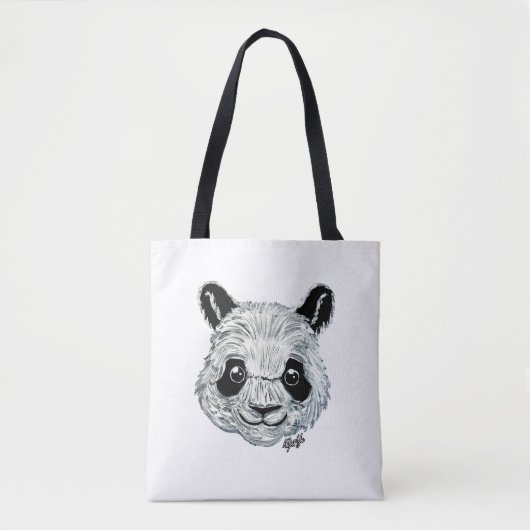 US Made Hand Painted Panda, 2-zijdig, tweekleurig Tote Bag (Voorkant)
