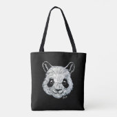 US Made Hand Painted Panda, 2-zijdig, tweekleurig Tote Bag (Achterkant)
