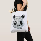 US Made Hand Painted Panda, 2-zijdig, tweekleurig Tote Bag (Dichtbij)