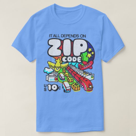 US Mail  70s Postcode Ontwerp sla de USPS op T-shirt (Design voorkant)