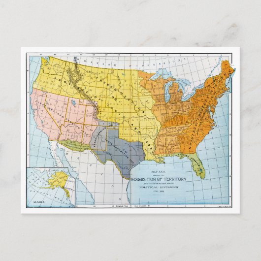 US MAP, 1776-1884 BRIEFKAART (Voorkant)