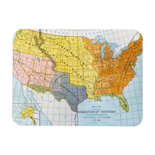 US MAP, 1776-1884 MAGNEET (Horizontaal)