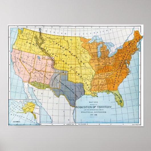 US MAP, 1776-1884 POSTER (Voorkant)