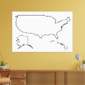 US Map Blank Outline 60x40 inch Verenigde Staten Canvas Afdruk (Insitu (Woonkamer))