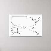 US Map Blank Outline 60x40 inch Verenigde Staten Canvas Afdruk (Voorkant)