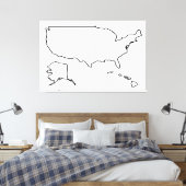 US Map Blank Outline 60x40 inch Verenigde Staten Canvas Afdruk (Insitu (Slaapkamer))