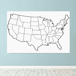 US Map Blank Outline Verenigde Staten 60x40 inch Foto Afdruk