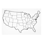 US Map Blank Outline Verenigde Staten 60x40 inch Foto Afdruk (Voorkant)