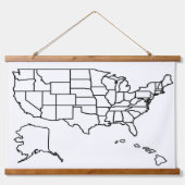 US Map Blank Outline Verenigde Staten Hangend Wandkleed (Voorkant)