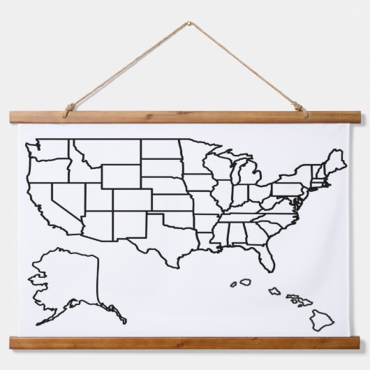 US Map Blank Outline Verenigde Staten Hangend Wandkleed (Voorkant)