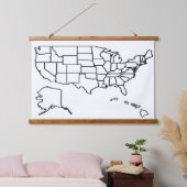 US Map Blank Outline Verenigde Staten Hangend Wandkleed (Slaapkamer)