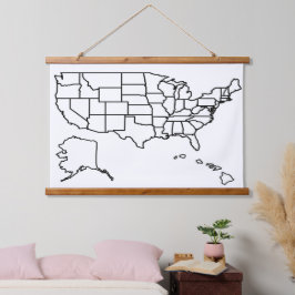 US Map Blank Outline Verenigde Staten Hangend Wandkleed