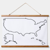 US Map Blank Outline Verenigde Staten Hangend Wandkleed (Voorkant)