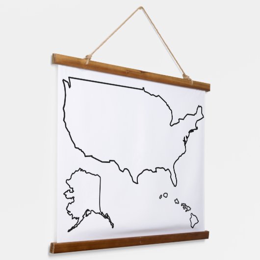 US Map Blank Outline Verenigde Staten Hangend Wandkleed (Gebogen)