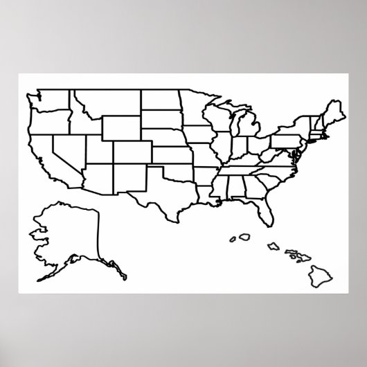 US Map Blank Outline Verenigde Staten Poster (Voorkant)