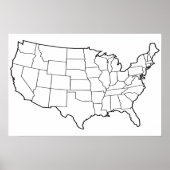 US Map Blank Outline Verenigde Staten Poster (Voorkant)