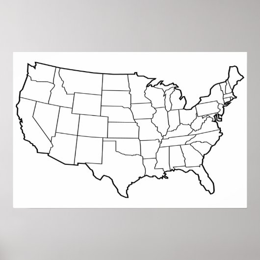 US Map Blank Outline Verenigde Staten Poster (Voorkant)