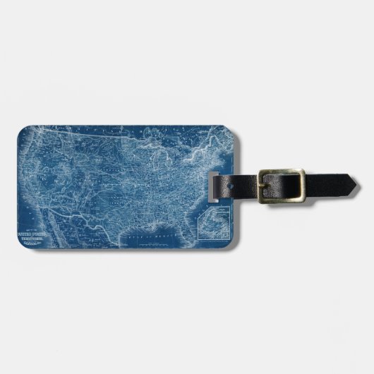 US Map Blueprint Bagagelabel (Voorkant horizontaal)