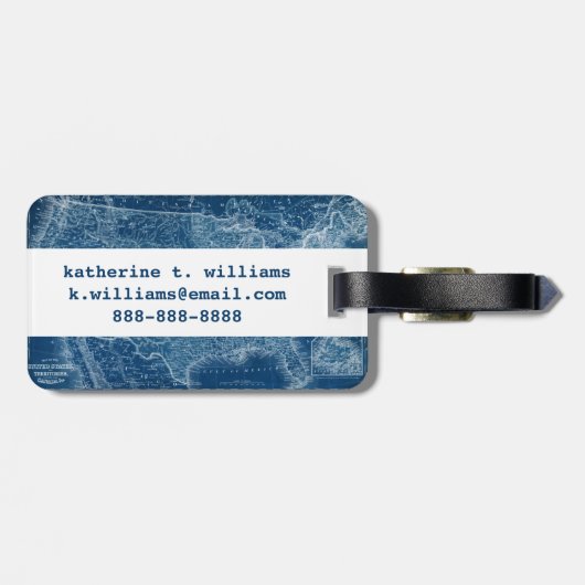 US Map Blueprint Bagagelabel (Achterkant horizontaal)