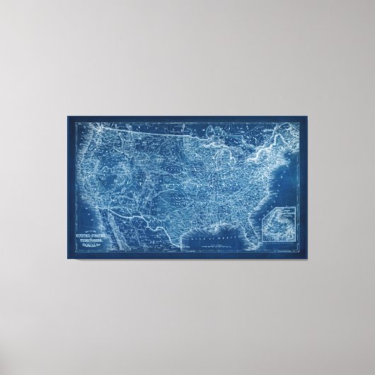 US Map Blueprint Canvas Afdruk (Voorkant)