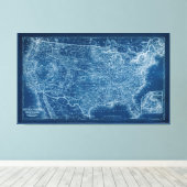 US Map Blueprint Canvas Afdruk (Insitu (Houten vloer))