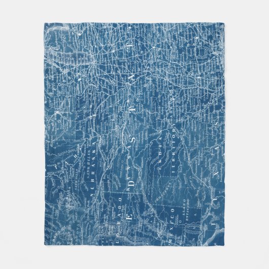 US Map Blueprint Fleece Deken (Voorkant)