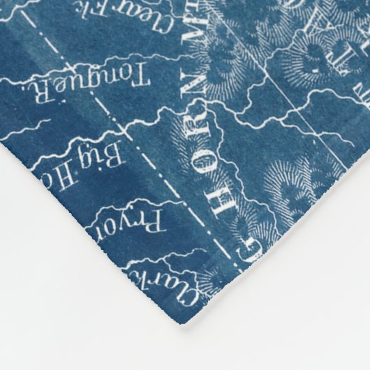 US Map Blueprint Fleece Deken (Hoek)