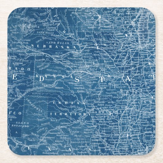 US Map Blueprint Kartonnen Onderzetters (Voorkant)