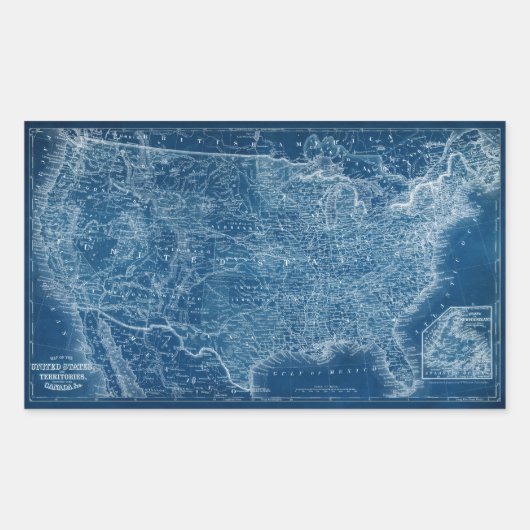 US Map Blueprint Rechthoekige Sticker (Voorkant)
