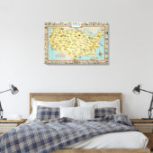 US Map Canvas Afdruk (Insitu (Slaapkamer))
