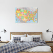 US Map Canvas Afdruk (Insitu (Slaapkamer))
