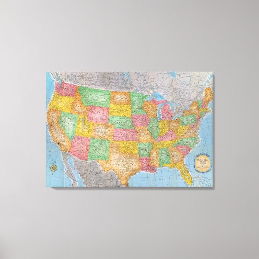 US Map Canvas Afdruk (Voorkant)
