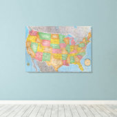 US Map Canvas Afdruk (Insitu (Houten vloer))