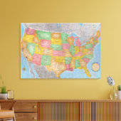 US Map Canvas Afdruk (Insitu (Woonkamer))