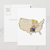US Map Cartoon Art Briefkaart (Voorkant / Achterkant)
