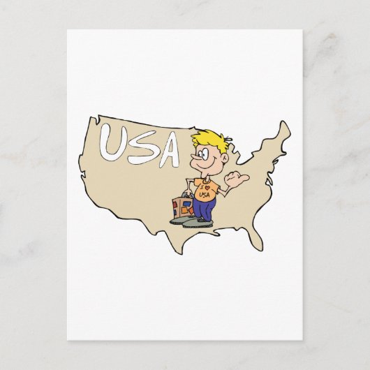 US Map Cartoon Art Briefkaart (Voorkant)