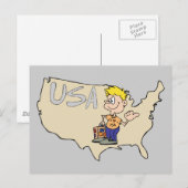 US Map Cartoon Art Briefkaart (Voorkant / Achterkant)