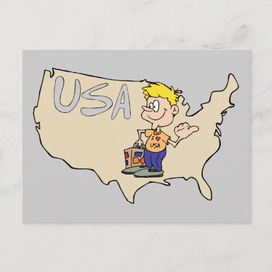 US Map Cartoon Art Briefkaart (Voorkant)